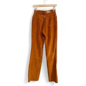 Vintage 70s rare burnt orange corduroy floral leather patch pants